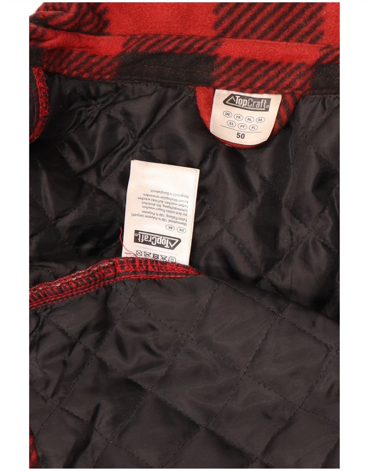 Vintage hombres polar chaqueta bomber EU 50 poliéster a cuadros rojo grande