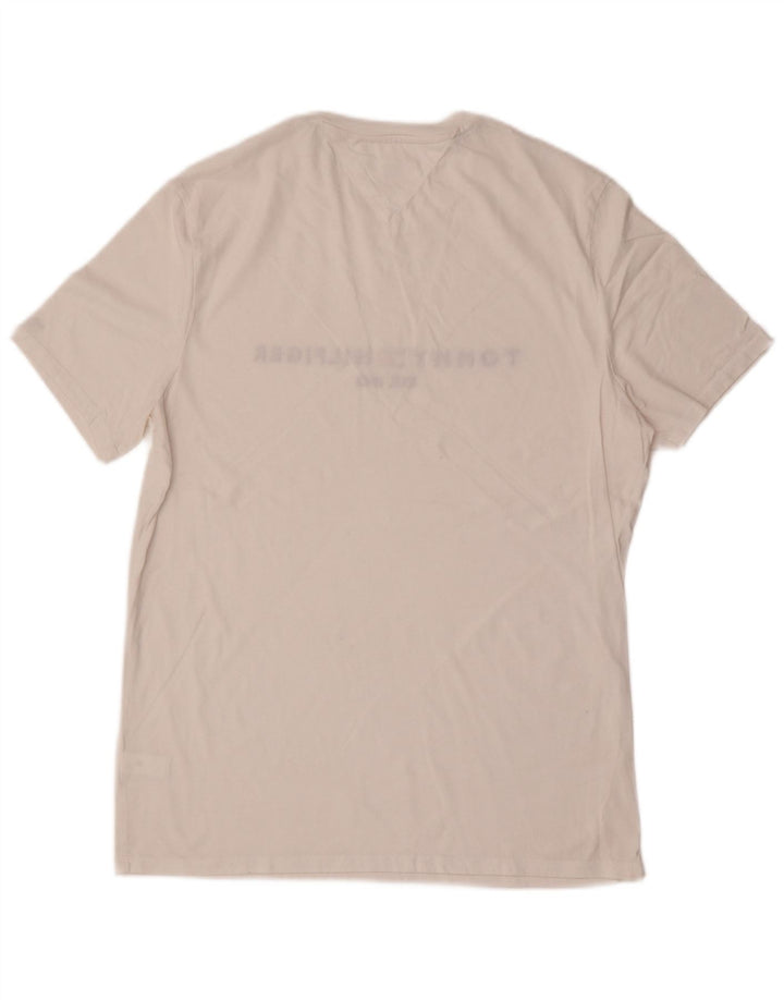 Tommy Hilfiger Camiseta Regular Fit para Hombre Top Medium White Cotton