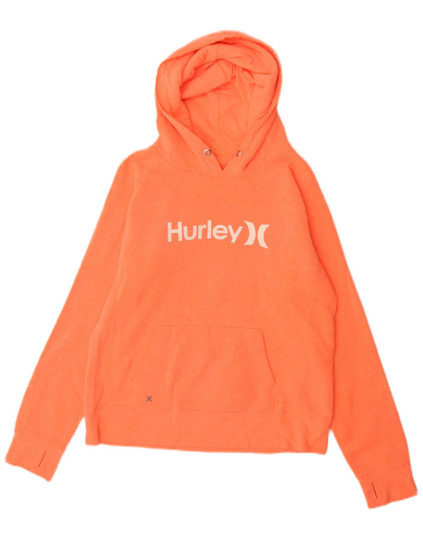 Hurley Mens Graphic Hoodie Jumper Medium Orange Cotton