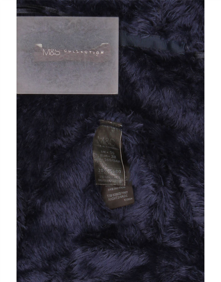 Marks & Spencer Chaqueta extragrande de piel sintética para mujer UK 10 Small Azul marino