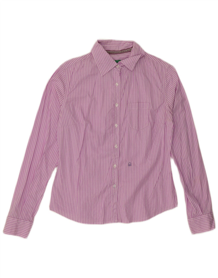 BENETTON Camisa Mujer UK 44 Mediana Rayas Púrpura