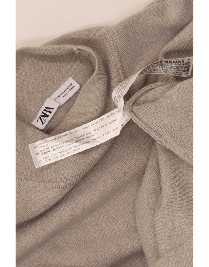 Zara Mujer Maxi Vestido Maxi De Manga Larga UK 42 Viscosa Gris Medio
