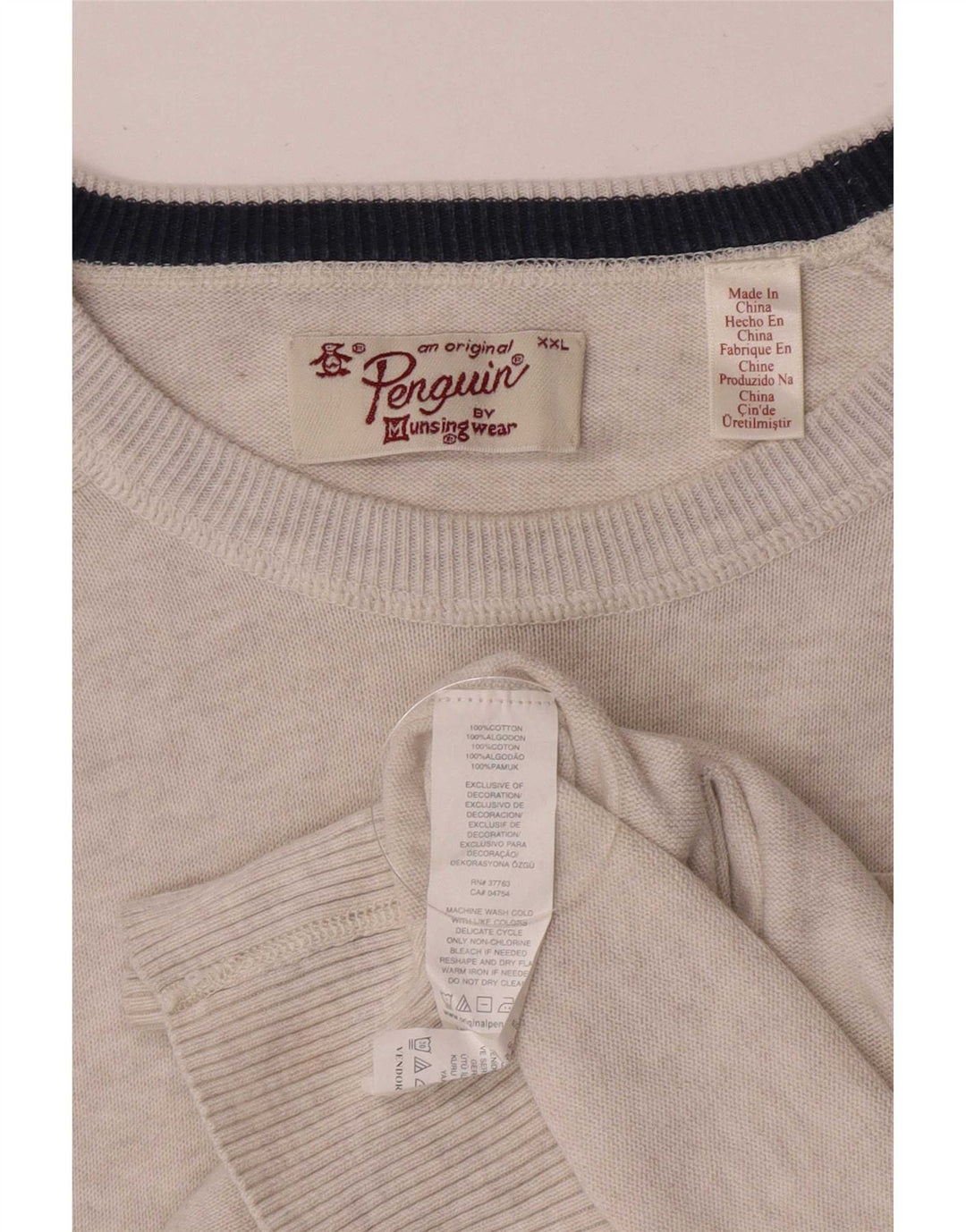 Penguin - Jersey para hombre con cuello barco, talla 2XL, algodón gris