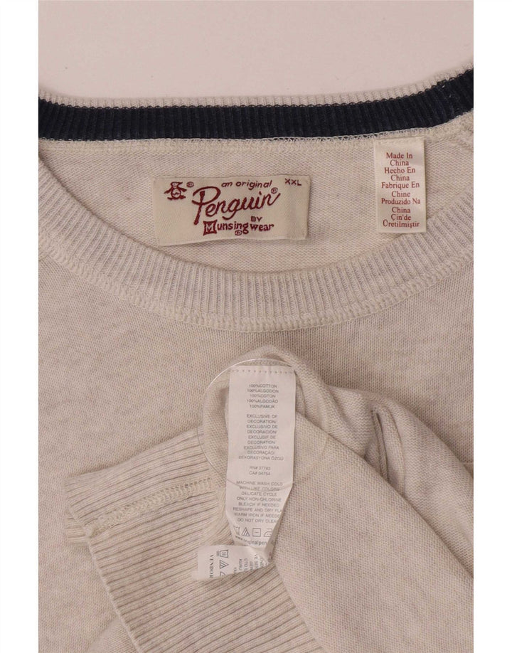 Penguin - Jersey para hombre con cuello barco, talla 2XL, algodón gris