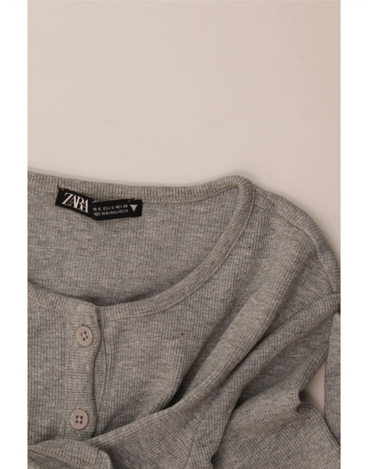 Zara Mujer Crop Top UK 8 Pequeño Gris
