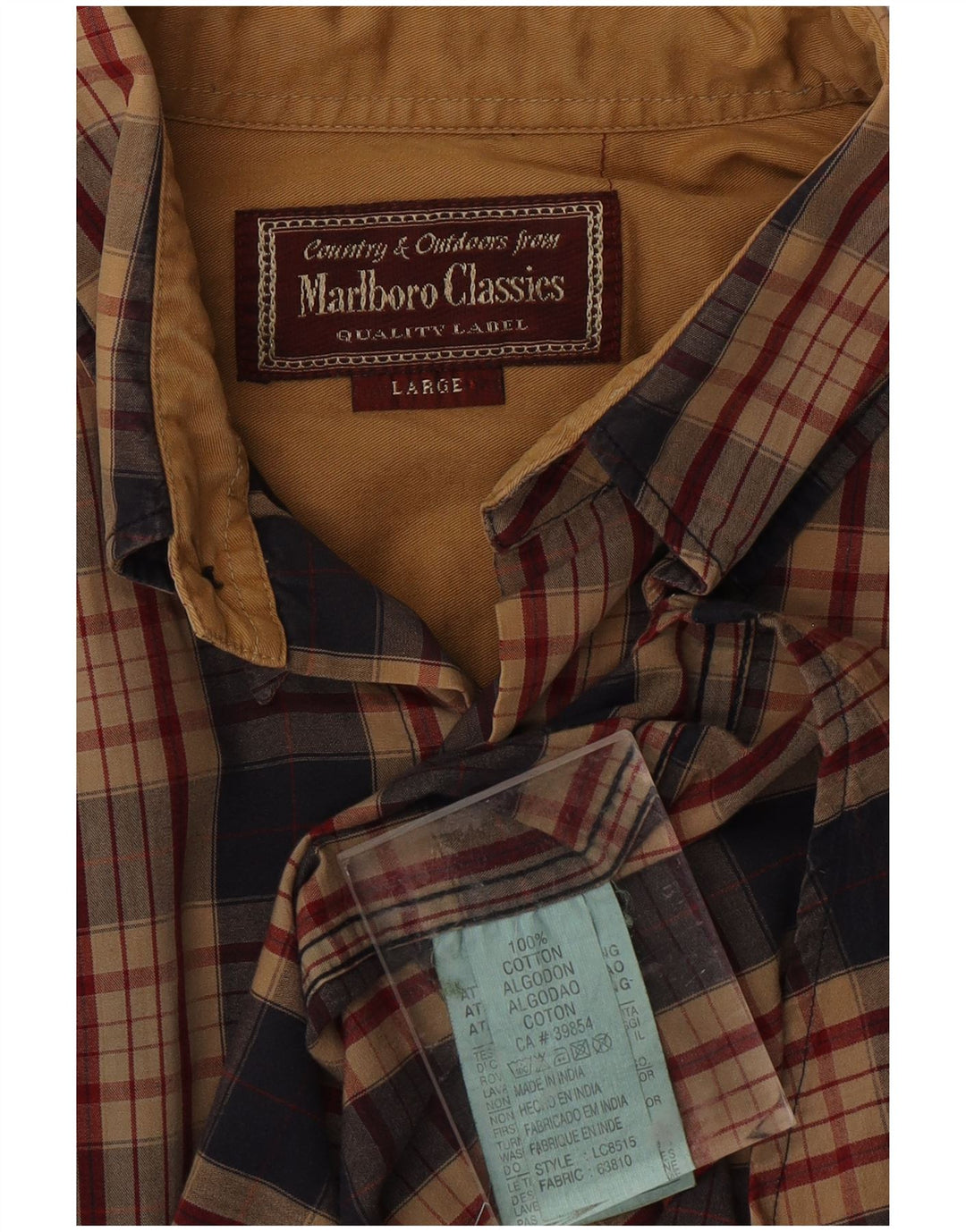 MARLBORO CLASSICS Camisa de franela para hombre Algodón a cuadros marrón grande