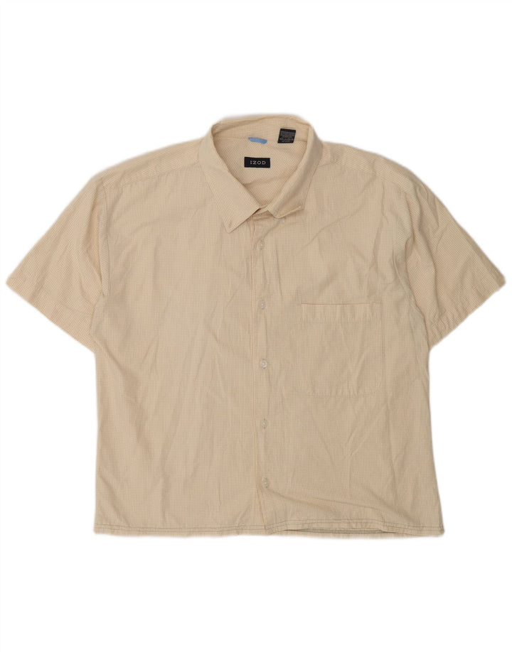 Izod Camisa De Manga Corta Hombre 2XL Algodón Vichy Beige