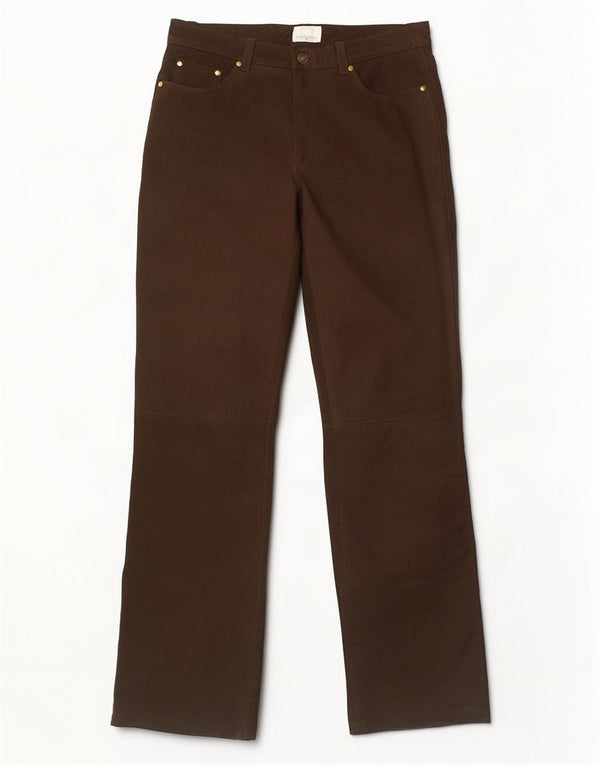 Spieth & Wensky Pantalones rectos de cuero para hombre EU 48 Medium W32 L33 Marrón