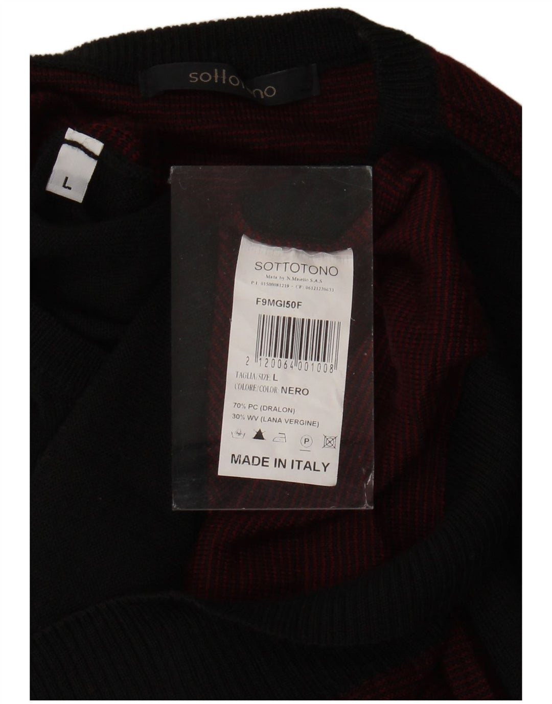 Sottotono Jersey de cuello redondo para hombre, talla grande, negro Argyle/Diamond Acrylic