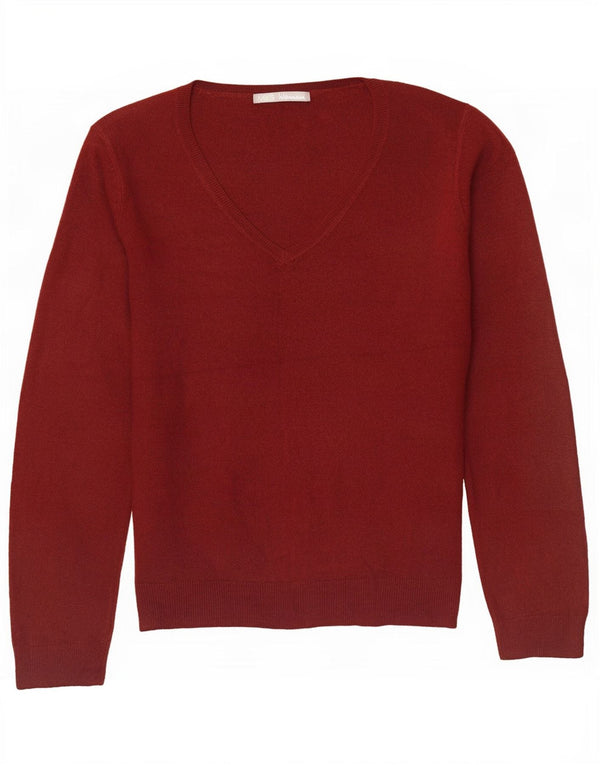 Marks & Spencer Suéter con cuello en V para mujer UK 44 Grande Acrílico burdeos