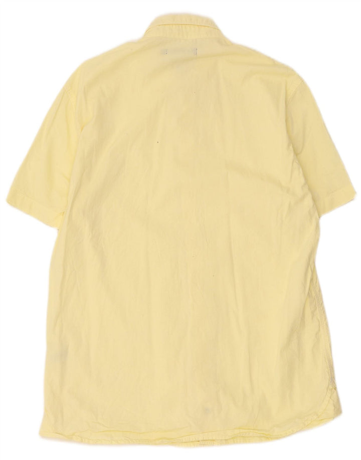 French Connection Camisa de manga corta para hombre de algodón amarillo grande