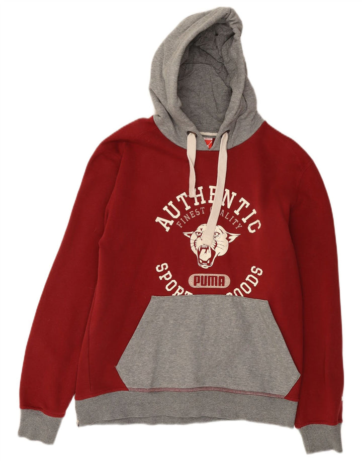 Puma Hombre Sudadera Con Capucha Gráfica De Algodón Color Block Rojo Medio