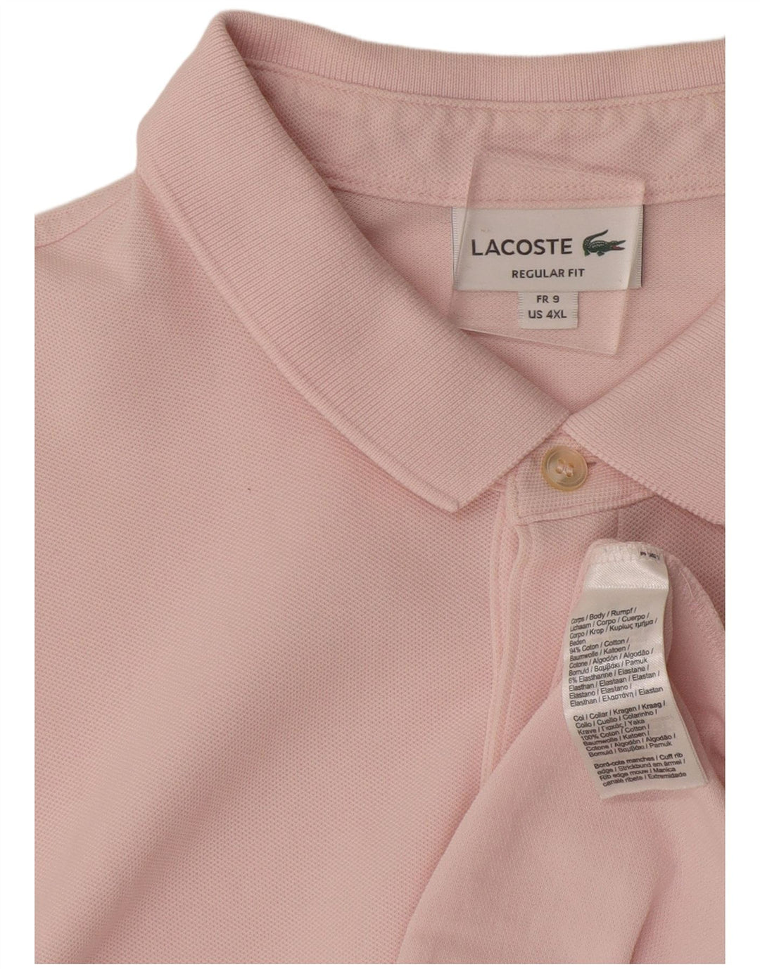 LACOSTE Polo de corte regular para hombre talla 9 4XL algodón rosa