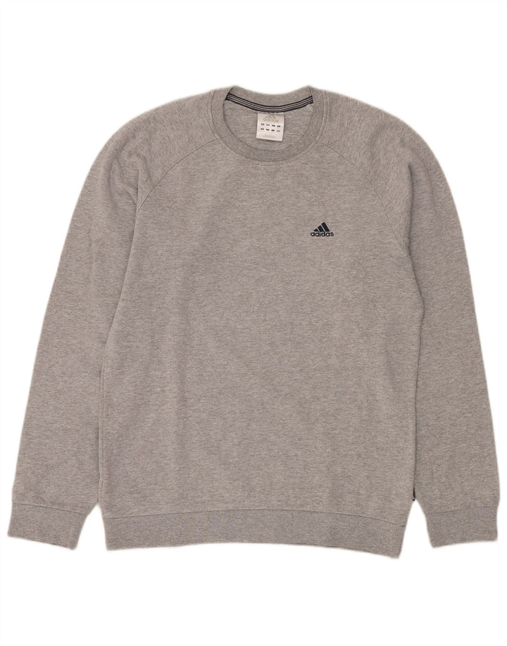 ADIDAS Hombre Sudadera Jumper Pequeño Gris Algodón