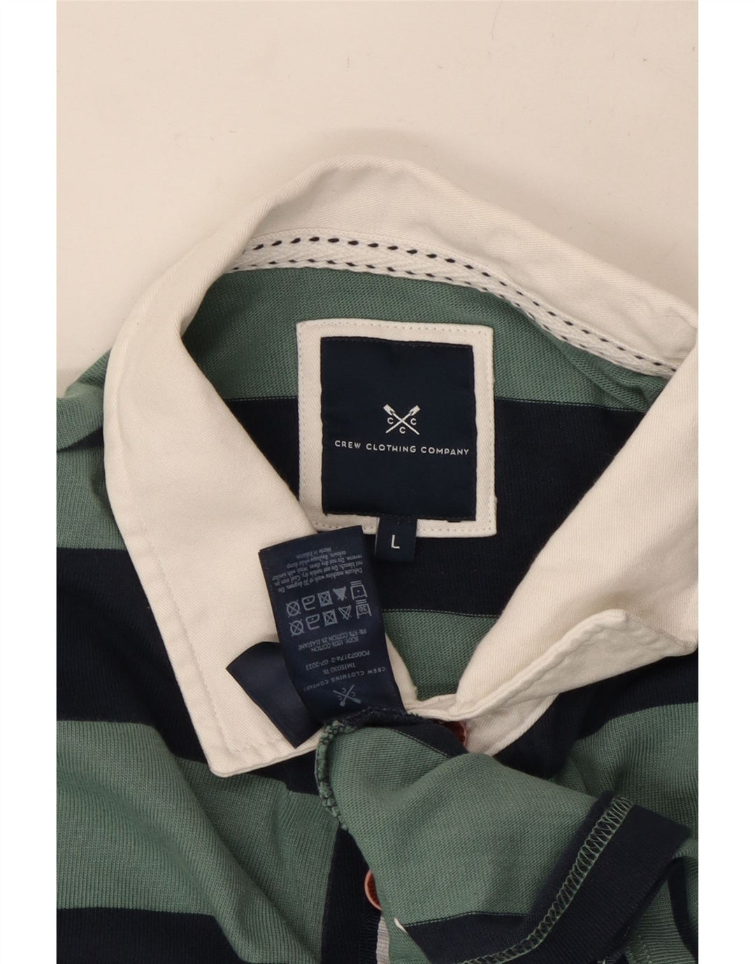 CREW CLOTHING Polo de rugby de manga larga para hombre, talla grande, color azul marino a rayas