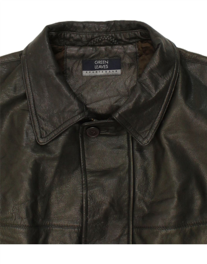 GREEN LEAVES Chaqueta de cuero para hombre UK 44 2XL Cuero verde