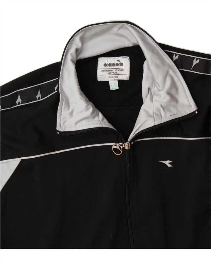 DIADORA Chaqueta superior de chándal con gráfico para hombre UK 40 Medium Black Colourblock