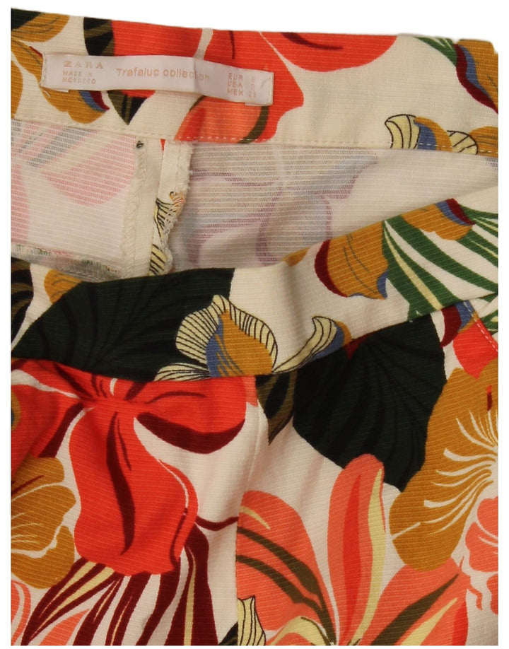 ZARA Mujer Shorts Chinos De Cintura Alta Small W26 Multicolor Floral