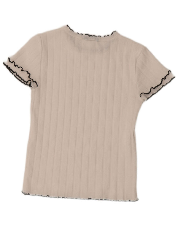 Zara Camiseta Mujer Top UK 12 Medium Blanco