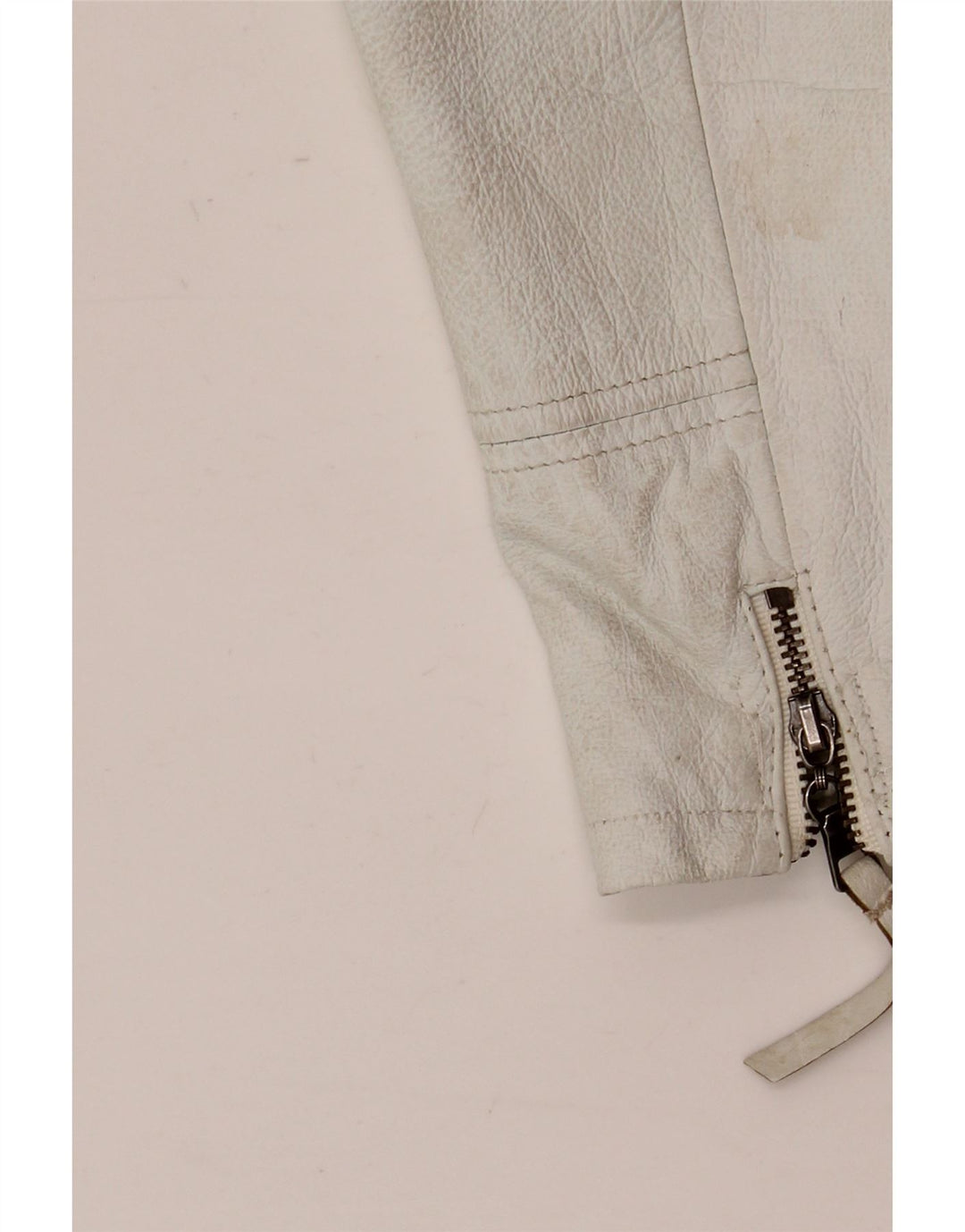Vintage mujer chaqueta de cuero EU 42 cuero blanco grande