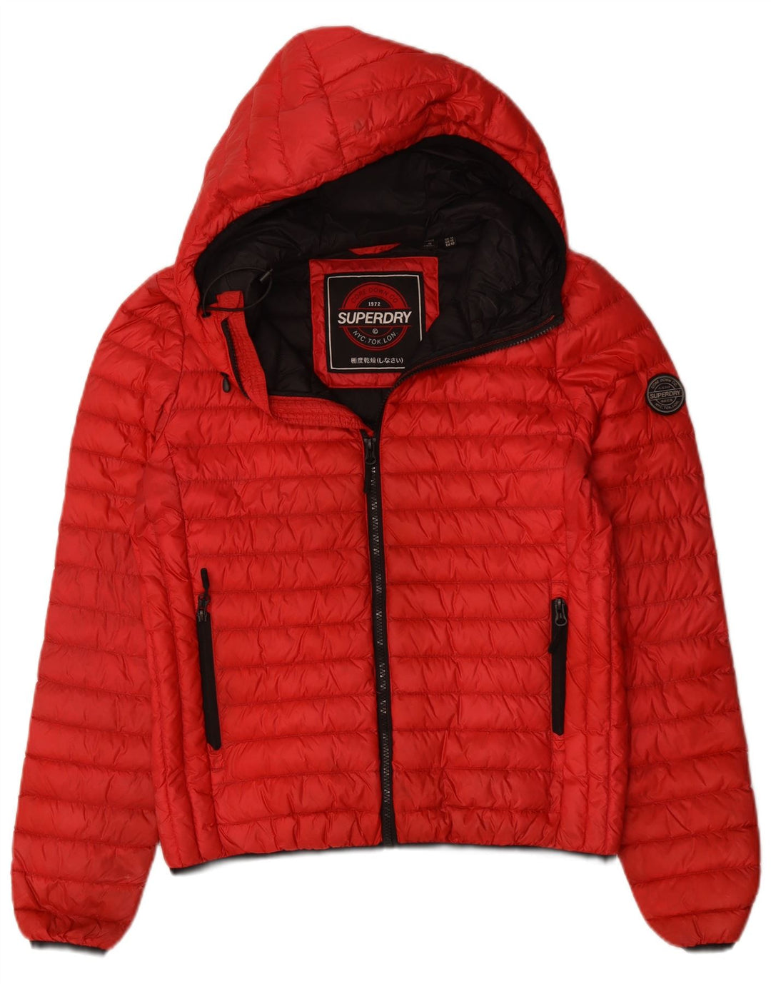 SUPERDRY Chaqueta acolchada con capucha para mujer UK 44 Grande Poliéster rojo