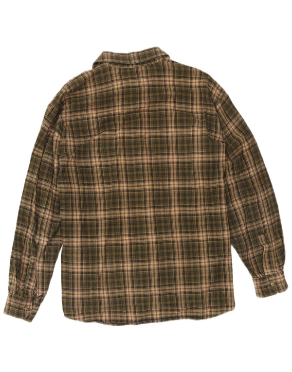 European Project Camisa de franela para hombre XL Algodón a cuadros caqui