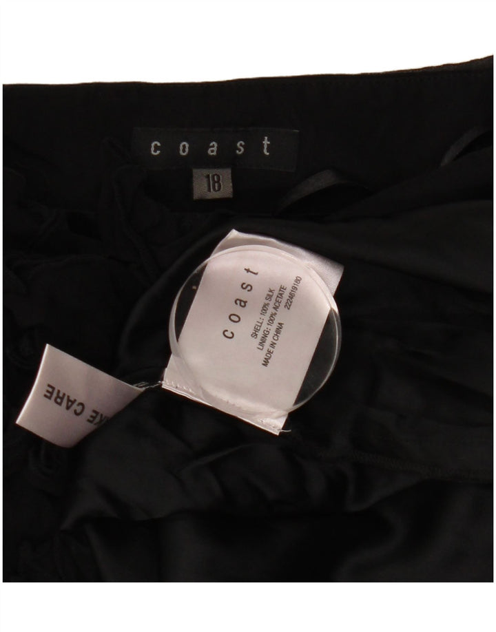 Coast Vestido sin Tirantes con Volantes en la Parte Delantera para Mujer UK 40 XL Seda Negra