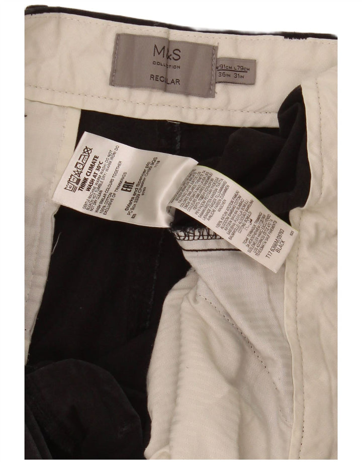 Marks & Spencer Pantalones chinos regulares para hombre W36 L31 Algodón negro