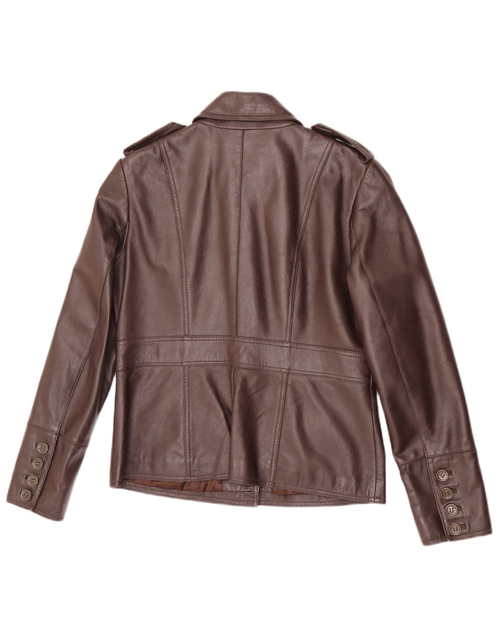 Heine Chaqueta de cuero militar para mujer UK 44 Cuero marrón medio