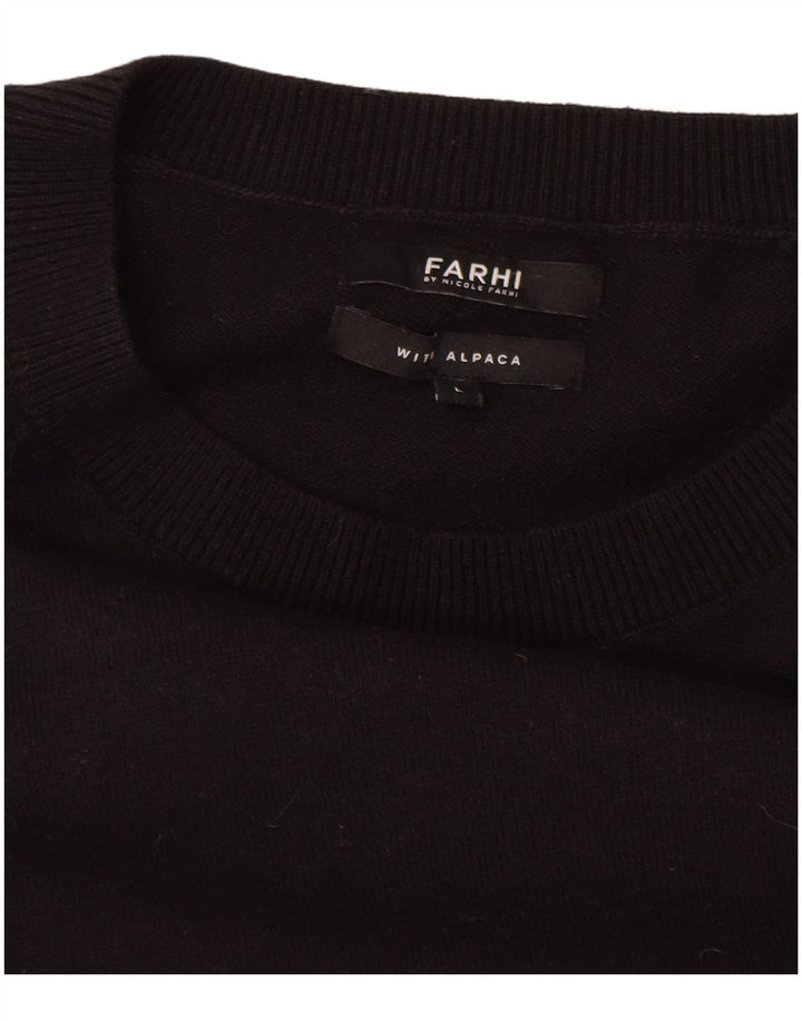 Farhi Jersey con cuello barco para hombre, talla grande, algodón negro