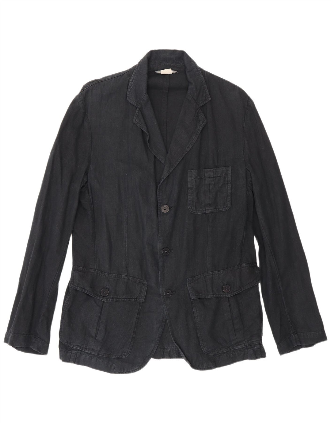 Zara Chaqueta tipo blazer de 3 botones para hombre UK 40 Large Lino azul marino