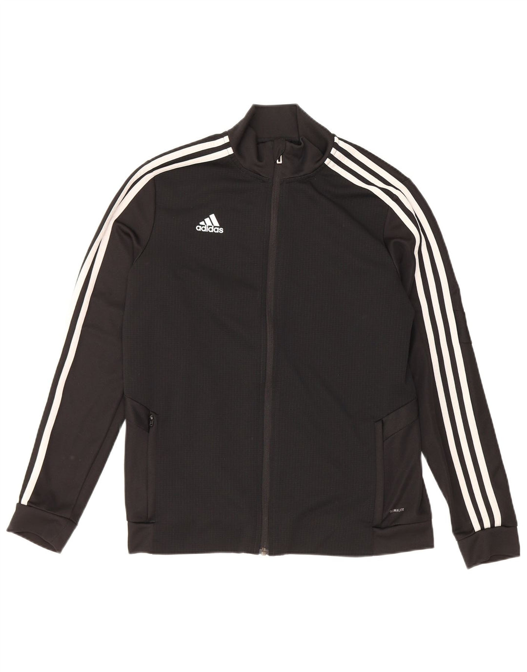 ADIDAS Mujer Climalite Chándal Top Chaqueta UK 16/18 Grande Negro