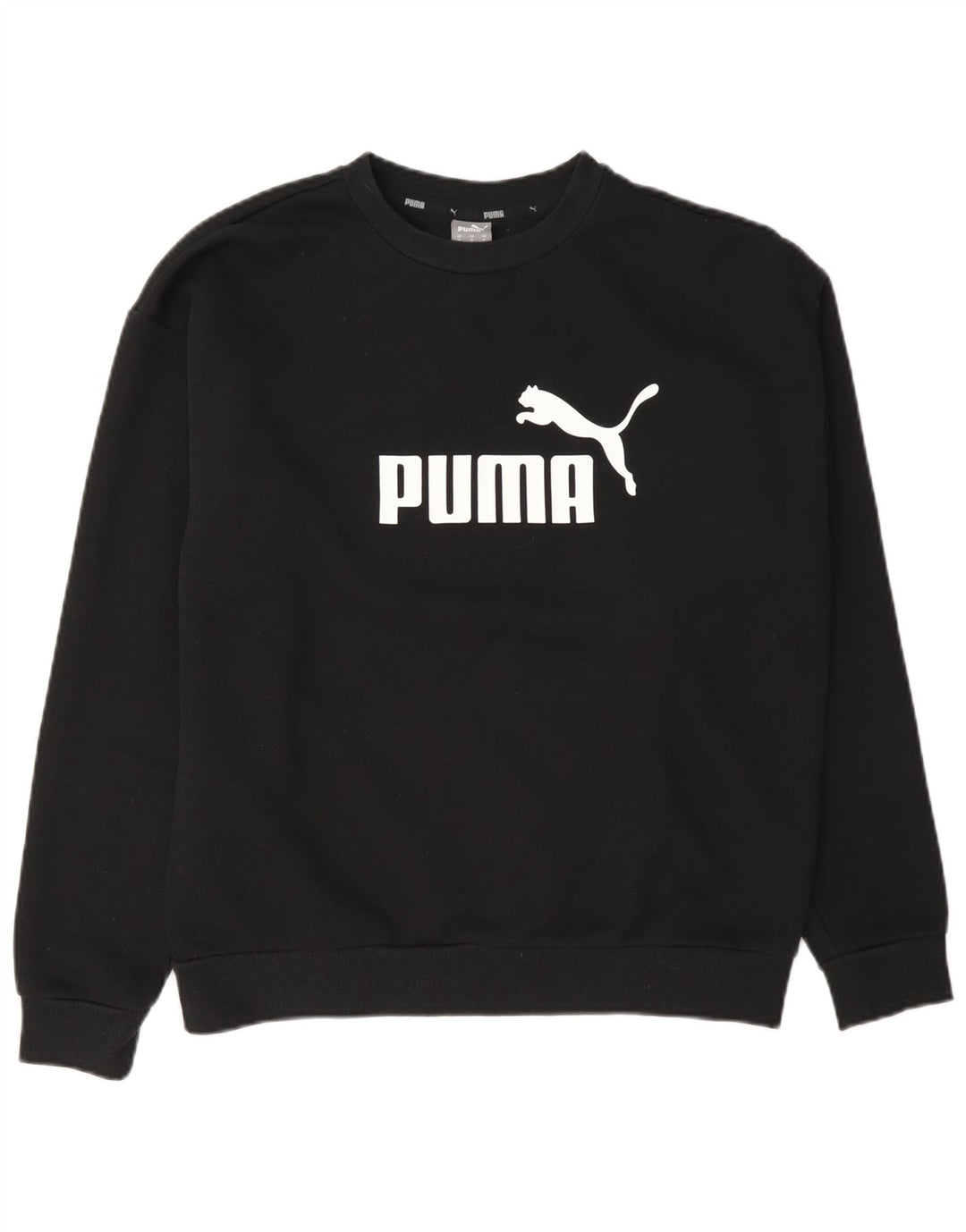 Puma Mujer Graphic Sudadera Jumper UK 14 Mediano Negro Algodón