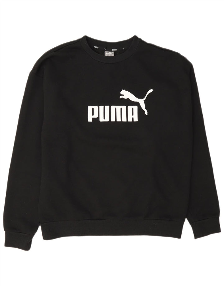 Puma Mujer Graphic Sudadera Jumper UK 14 Mediano Negro Algodón
