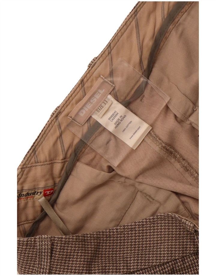 Diesel Pantalones chinos rectos para hombre W33 L33 Algodón de pata de gallo gris