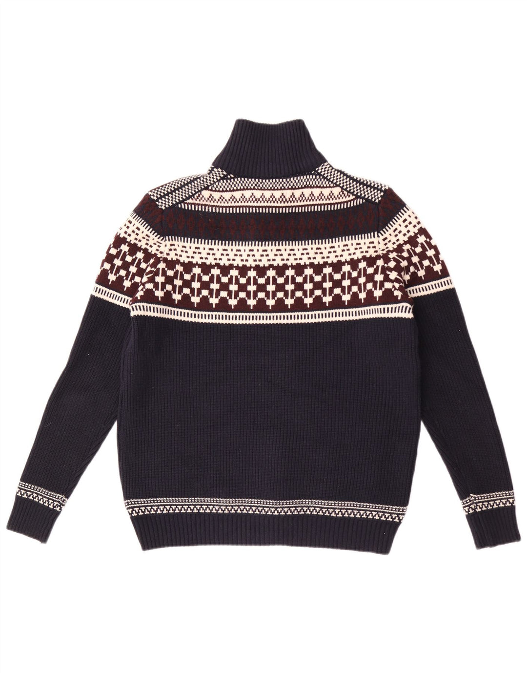 Marks & Spencer Suéter tipo jersey con cuello y cremallera para hombre grande Azul marino Fair Isle