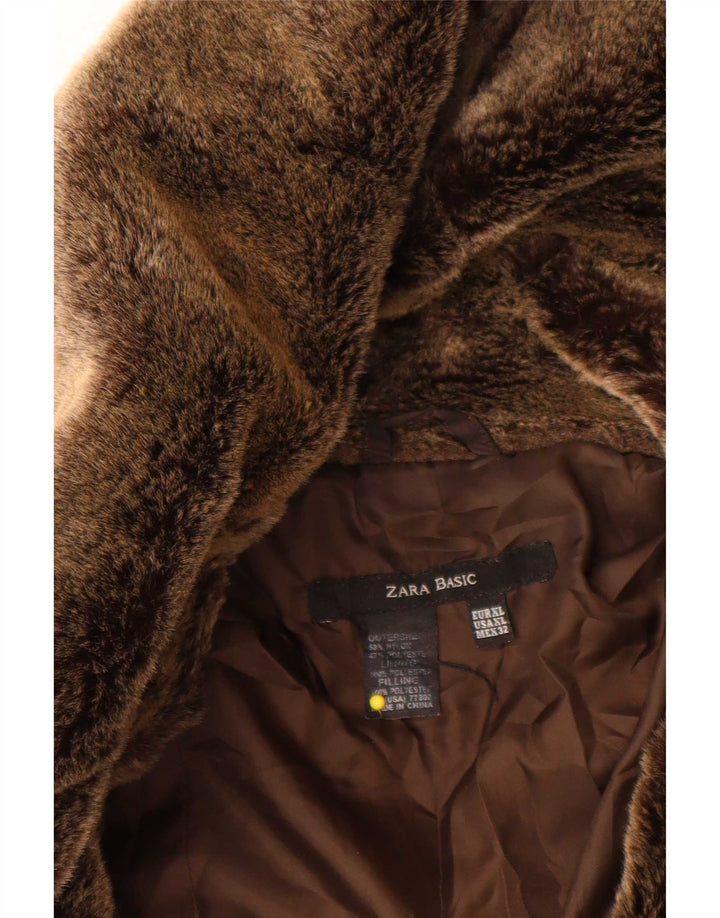 Zara Mujer Chaqueta Acolchada ES 40 XL Nylon Marrón