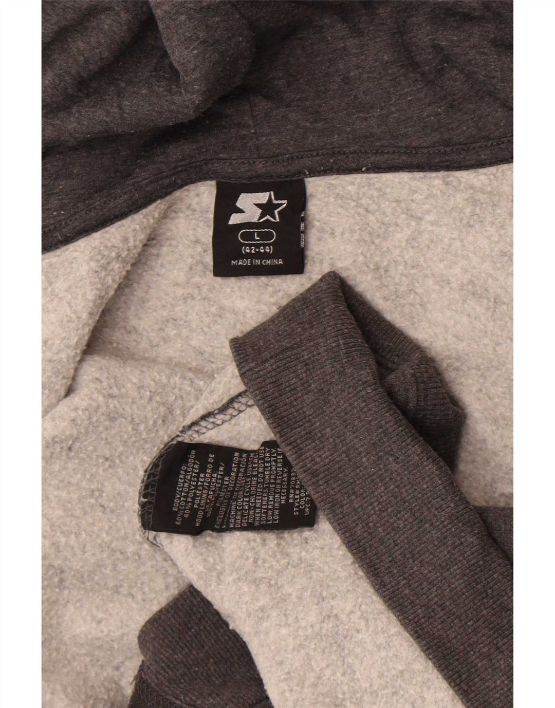Starter Sudadera con capucha y cremallera para hombre, tamaño grande, algodón gris