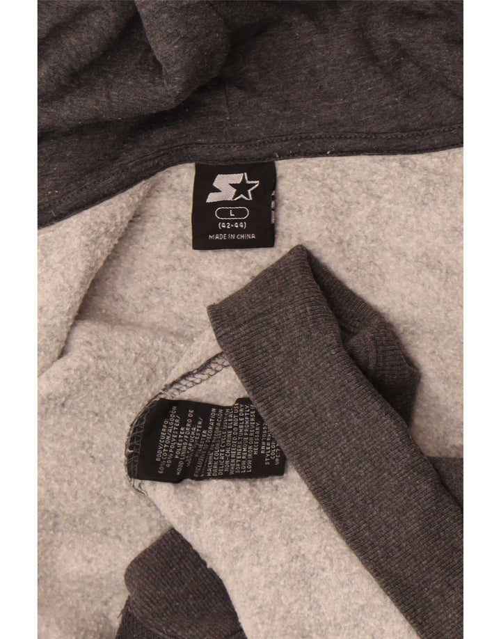Starter Sudadera con capucha y cremallera para hombre, tamaño grande, algodón gris