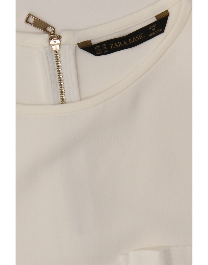 Zara Mujer Blusa Top ES 40 XL Blanco