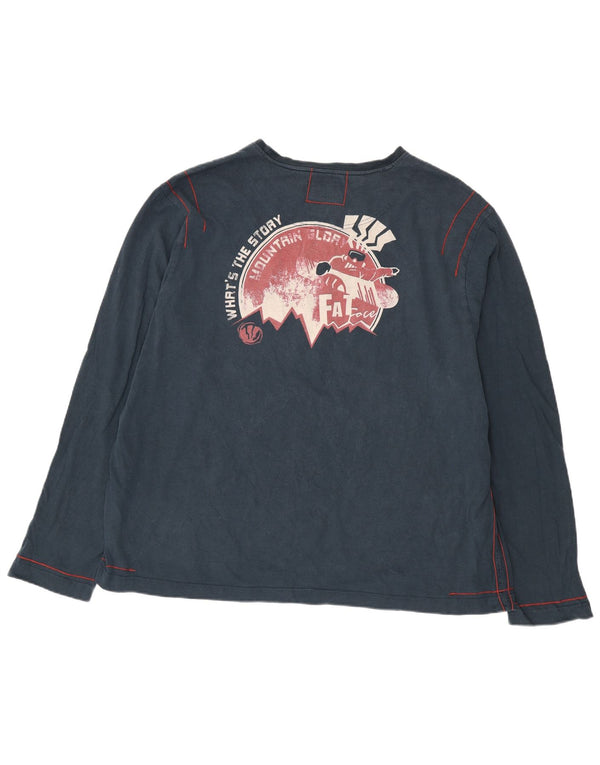 Camiseta con gráfico para hombre Fat Face Manga larga 2XL Algodón azul marino