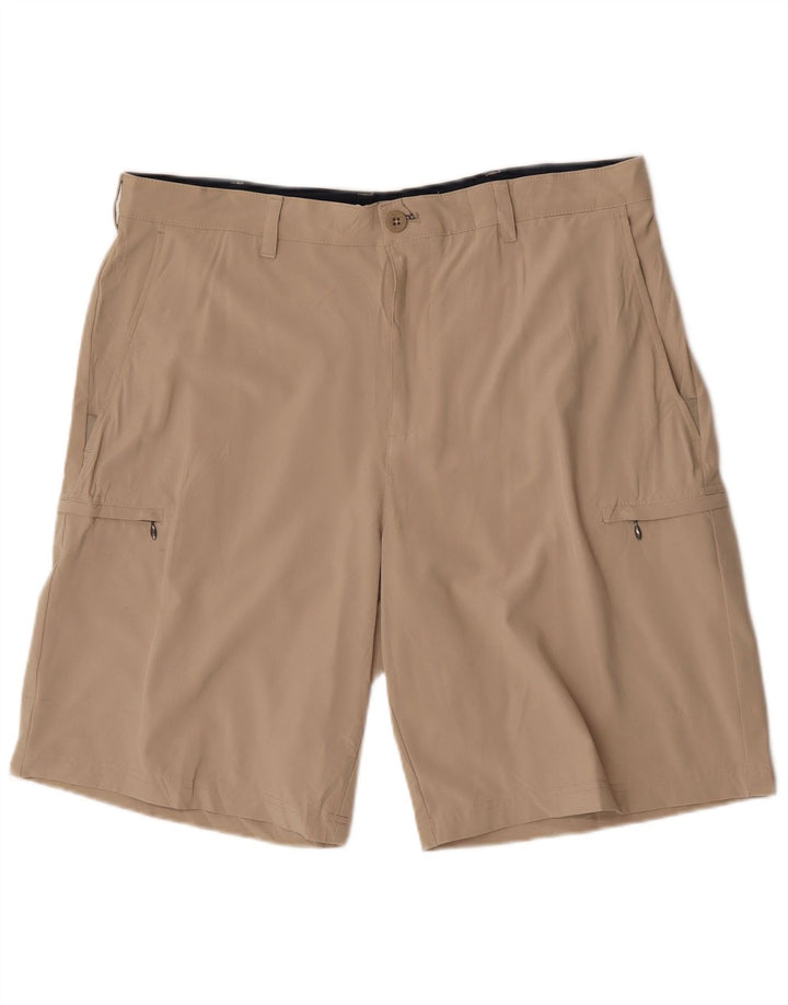 Izod Pantalones cortos de golf para hombre W38 XL Beige Poliéster Deportes