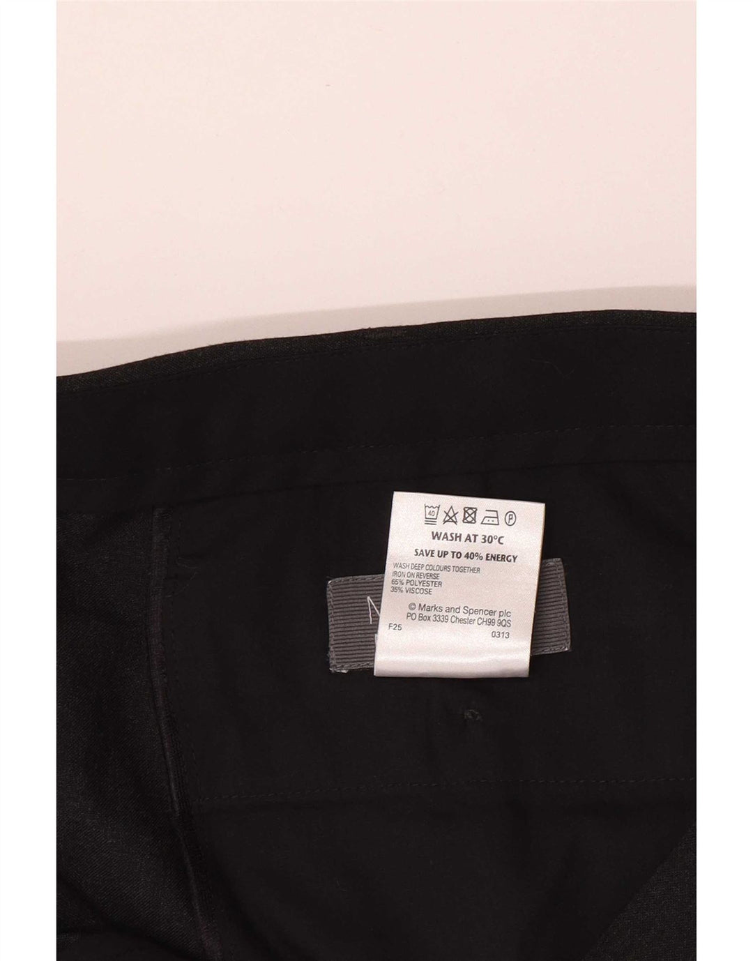 Marks & Spencer Pantalón de traje recto para hombre W42 L33 Poliéster negro