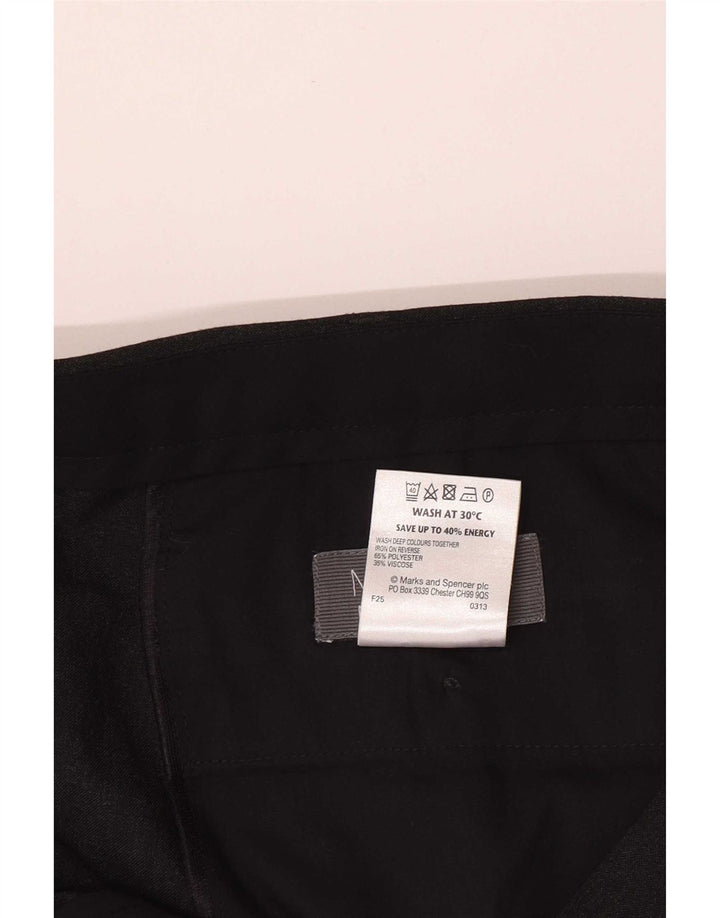 Marks & Spencer Pantalón de traje recto para hombre W42 L33 Poliéster negro