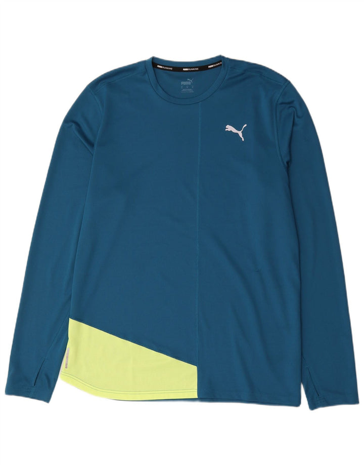 Puma Camiseta de manga larga para hombre XL Azul Colorblock
