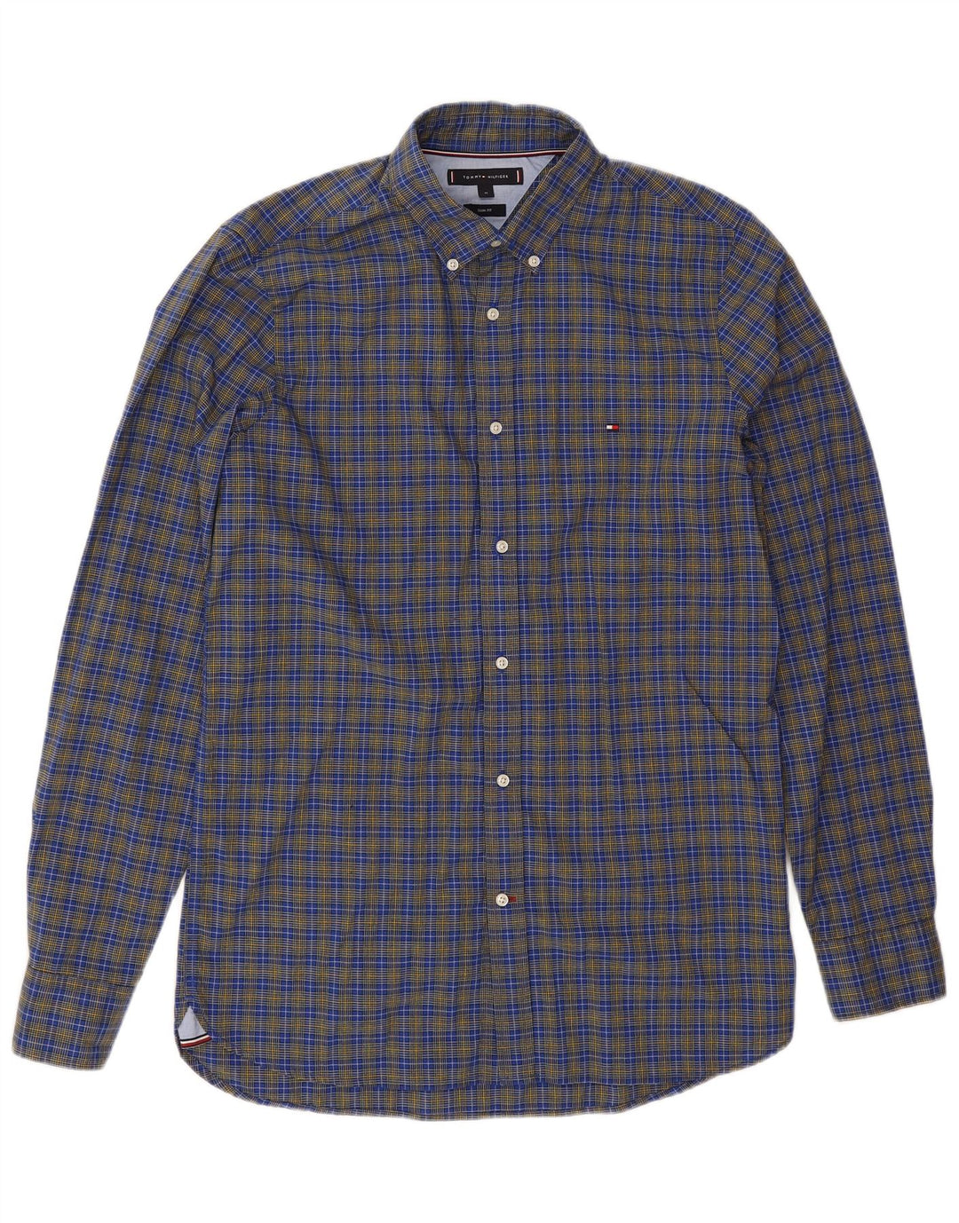 Tommy Hilfiger Camisa Slim Fit De Algodón A Cuadros Azul Medio