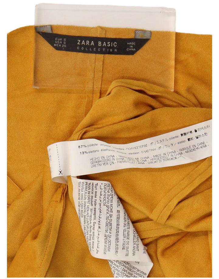 Zara Mujer Cárdigan Top UK 10 Pequeño Poliéster Amarillo
