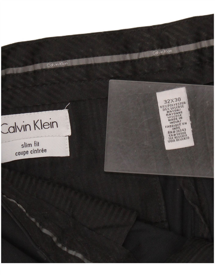 CALVIN KLEIN Pantalón de traje slim fit para hombre W32 L30 Poliéster negro