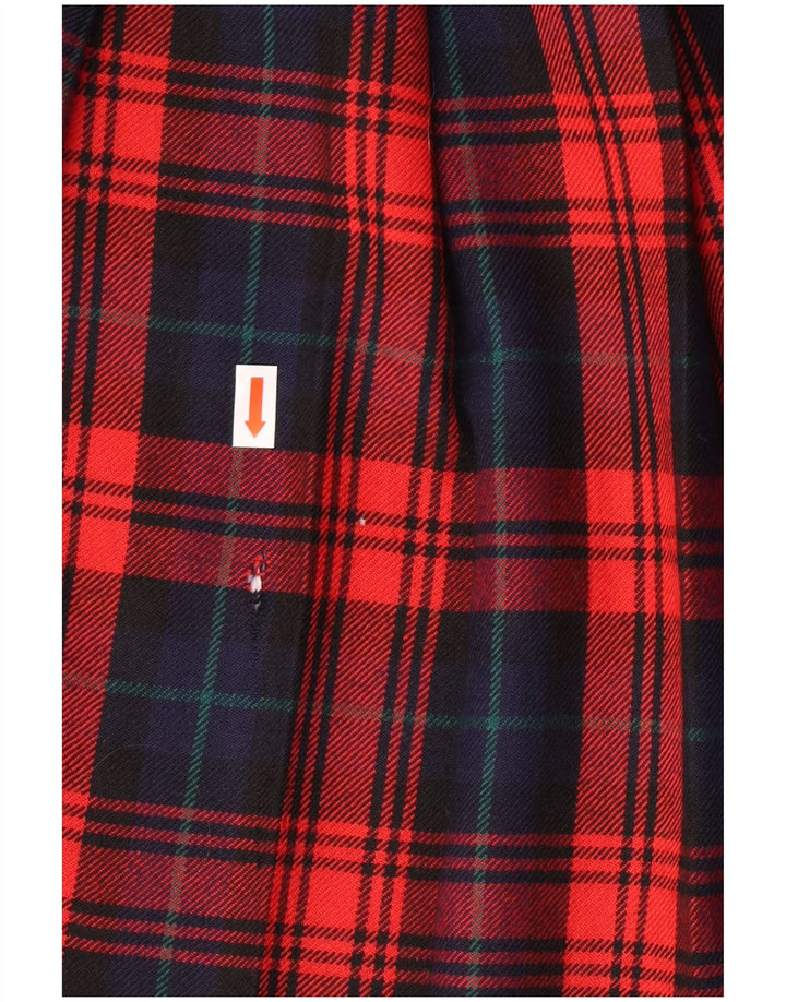 Vintage mujer cuchillo falda plisada IT 42 Medio W28 Rojo Check Lana Virgen