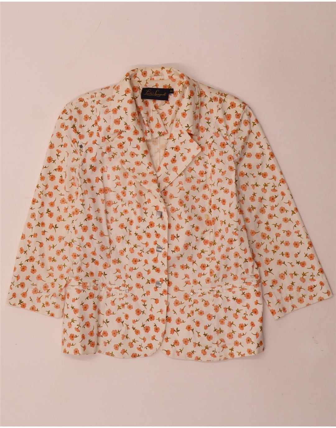 LUISA SPAGNOLI Chaqueta tipo blazer de 3 botones para mujer IT 44 Medium White Floral